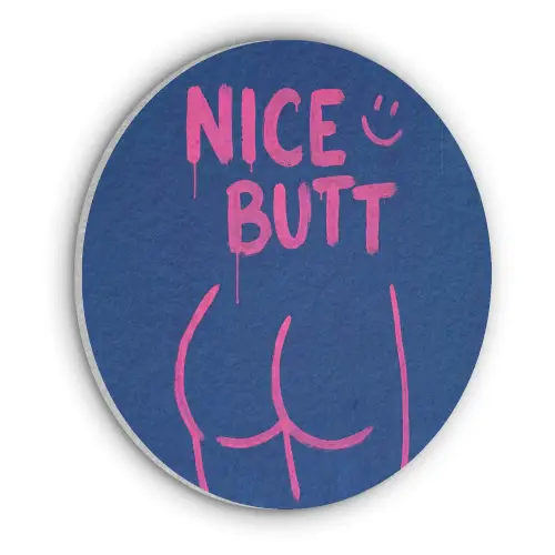Brutaal - Grappig - Blauw Akoestische PET Vilt - Rond klein -3d