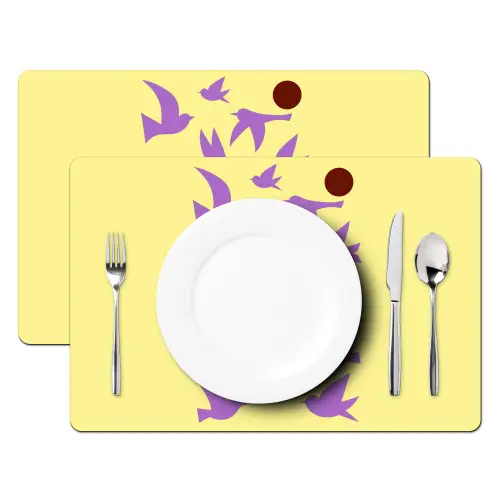 Vogels - Cirkel - Geel - Beweging Placemat vinyl groot -zzsfeer2_Kitchenyeah-website