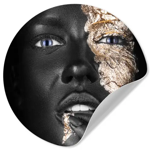 Vrouw - Bladgoud - Zwart - Huid - Luxe Wandcirkel behangsticker klein -3d