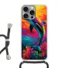 Dolfijn - Kleurrijk - Oceaan - Koraal Hoesje iPhone 16 Pro Max met koord klein -3d