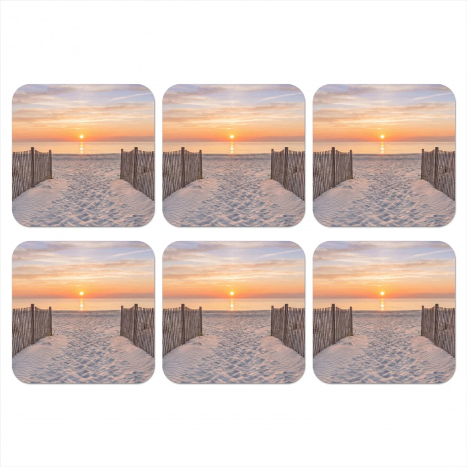 Zonsondergang - Strand - Zand onderzetter kurk middel -3d