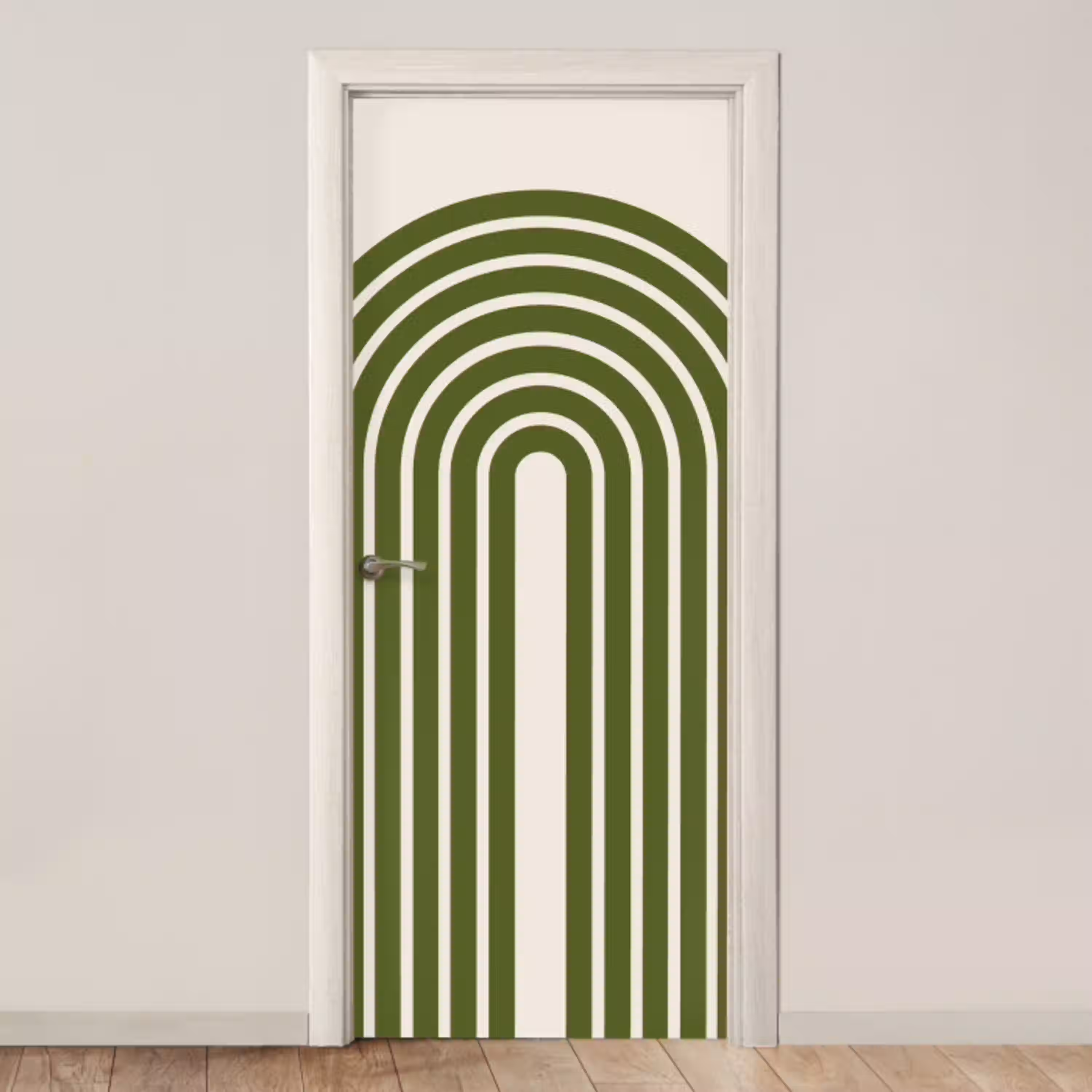 Abstract - Bogen - Modern - Groen - Kunst deurposter klein -3d_beige