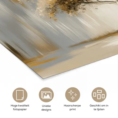 Boom - Bladeren - Abstract - Wit poster papier klein -closeup_NL