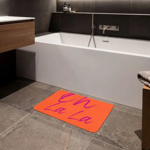 Oh la la - Oranje - Roze - Grafisch Badmat klein -sfeer3