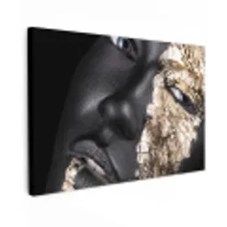 Vrouw - Goud - Zwart - Verf - Luxe canvas 2cm klein -z3d