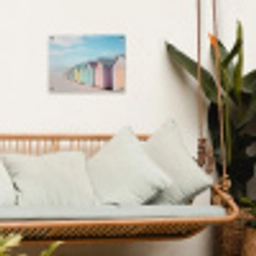 Strandhuisjes - Kleurrijk - Zee tuinposter los doek klein -sfeer7