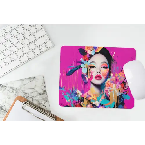 Vrouw - Portret - Abstract - Paars muismat rubber klein -witbureau