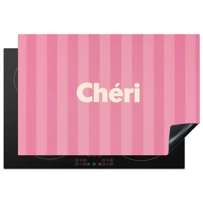 Gestreept - Roze - Chéri Inductie beschermer vinyl 3mm klein -3d