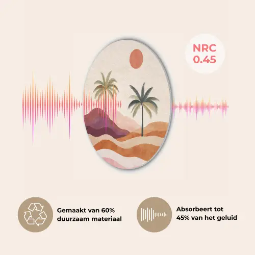Palmbomen - Abstract - Zon - Heuvels Akoestische PET Vilt - Rond klein -USP_NL