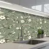 Botanisch - Vogels - Groen keuken achterwand 2 middel 871 -3d_schuin
