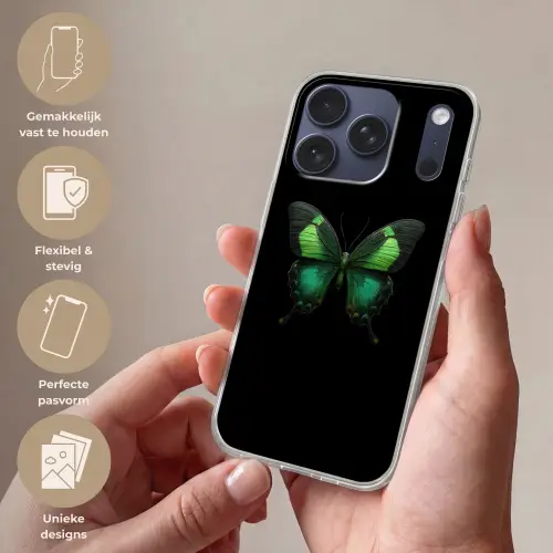 Vlinder - Groen - Opvallend Telefoonhoesje iPhone 17 Pro klein -sfeer3_NL