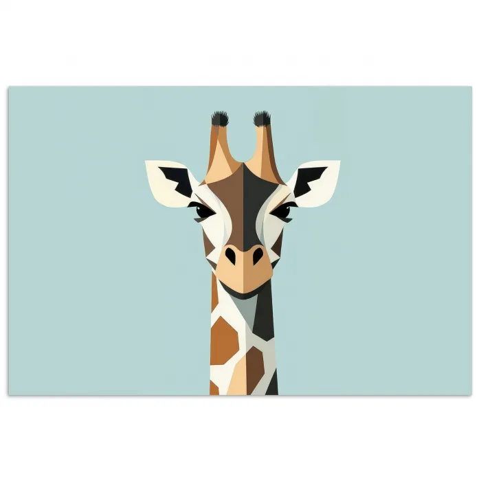 Giraffe - Illustratie - Bruin - Minimalistisch poster papier klein -3d