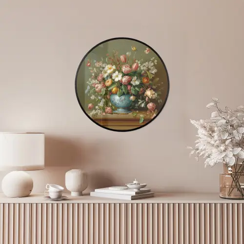 Vaas - Pastel - Kleuren - Bloemen Fotolijst rond zonder passe partout klein -sfeer3