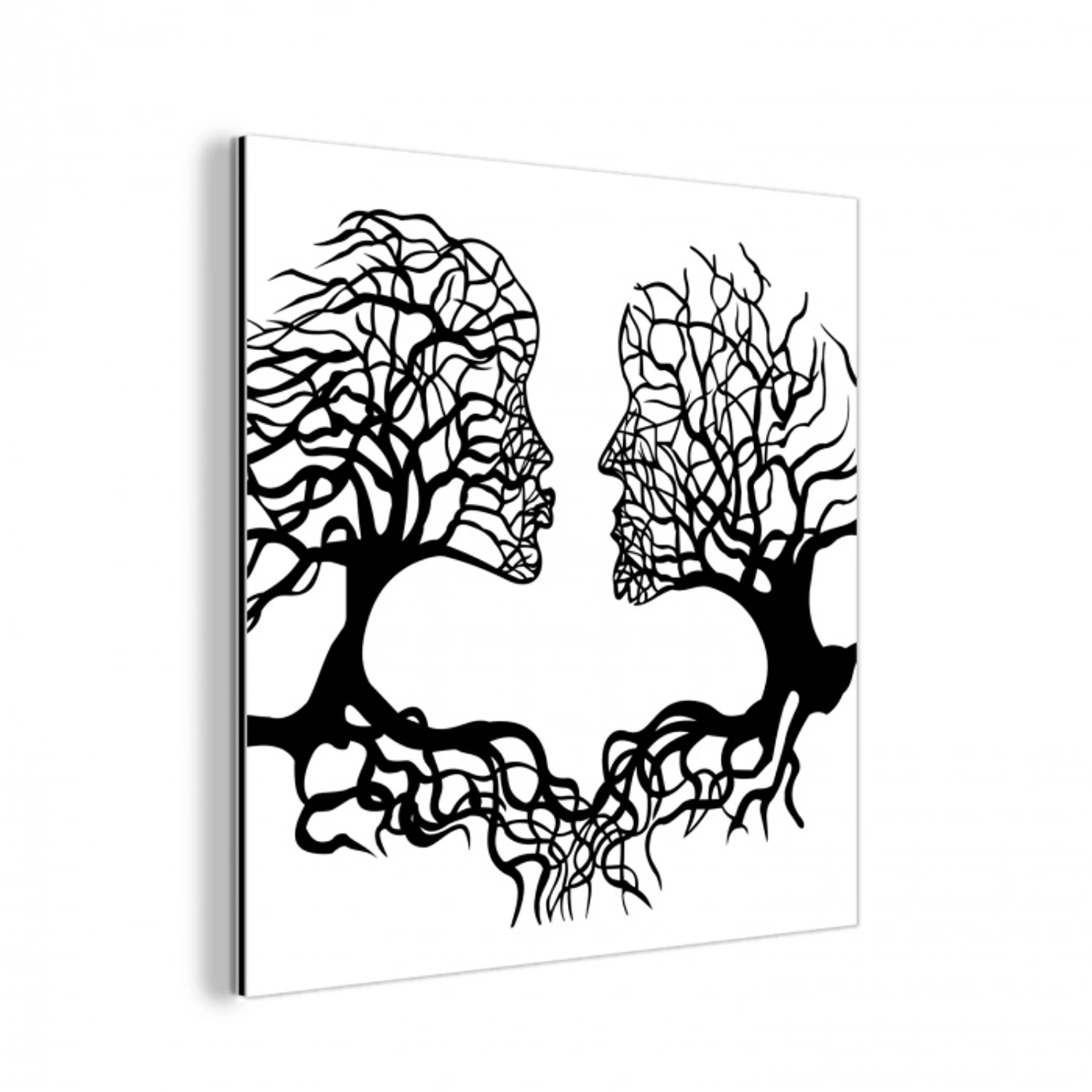 Bomen - Gezicht - Kunst - Abstract aluminium wit klein -3d