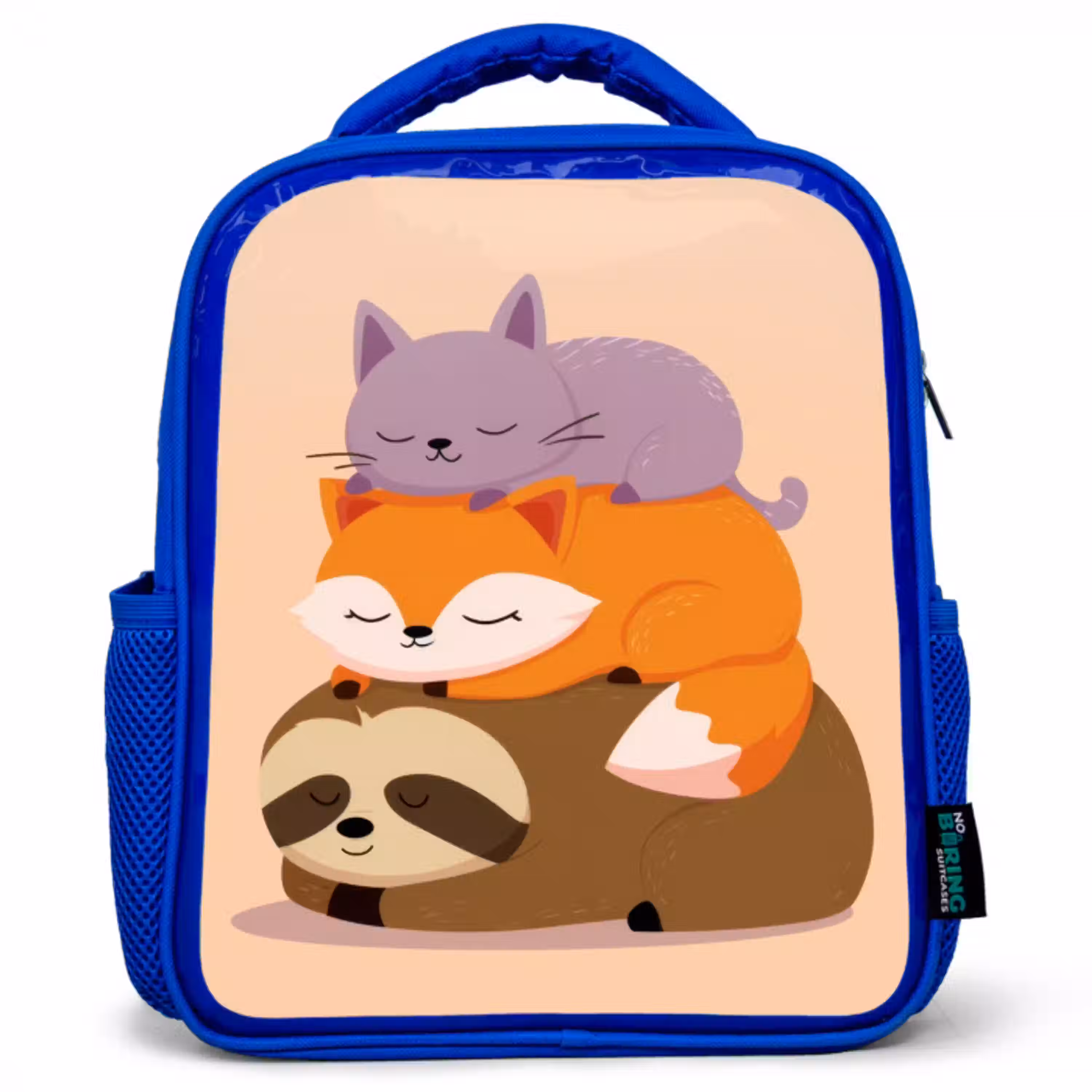 Luiaard - Vos - Kat - Slaperig Kinderrugzak - Blauw middel -3d