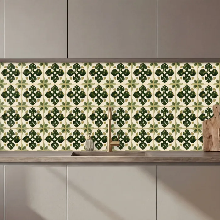 Patroon - Tegel - Groen keuken achterwand 2 middel 871 zz_3dshopping
