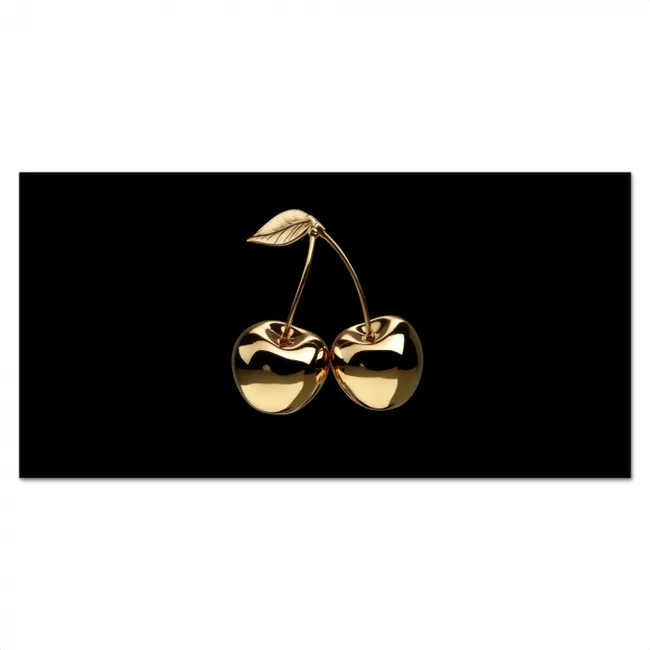 Kersen - Zwart - Goud - Chrome Spatscherm Aluminium klein -3d_volledig