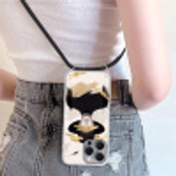 Vrouw - Portret - Modern - Goud - Kunst Hoesje iPhone 16 Pro Max met koord klein -sfeer5