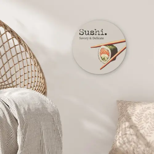 Sushi - Zalm - Rijst - Japans Akoestische PET Vilt - Rond klein -sfeer4