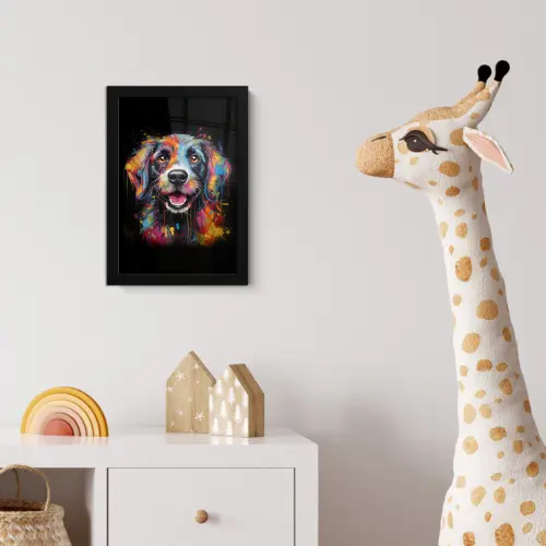 Graffiti - Hond - Zwart - Kleuren fotolijst zwart zonder passe partout klein -usfeer4_kinderkamer