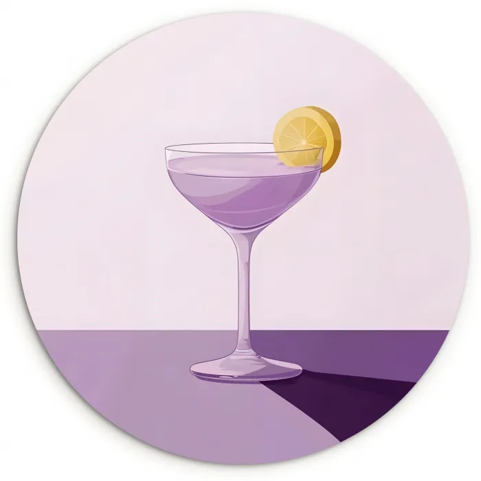 Cocktail - Paars - Minimalistisch - Citroen Wandcirkel plexiglas klein -3d