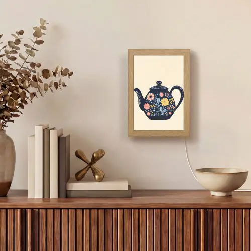 Theepot - Kleurrijk - Bloemen Light Box met kabel (Tafellamp) klein -sfeer2