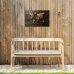 Wereldkaart -  Hout - Mozaïek Tuinposter op houten frame 2 cm dik klein -sfeer4