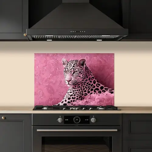 Panter - Luxe - Roze keuken achterwand spatscherm klein -sfeer1