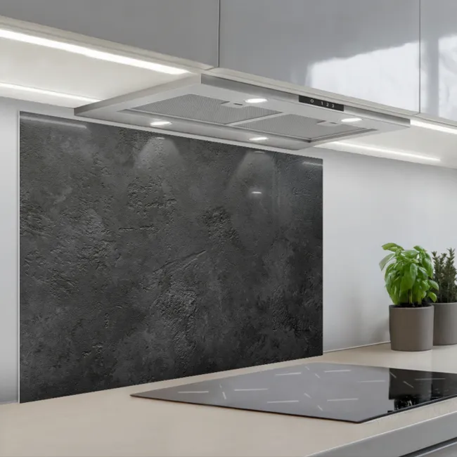 Spatscherm keuken - Beton - Structuur - Industrieel - Zwart - Grijs