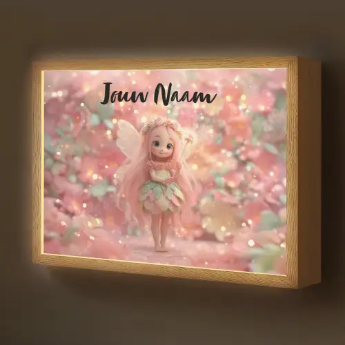 Fee - Bloemen - Roze Light Box met batterij (Wandlamp kind) middel -z3d_website