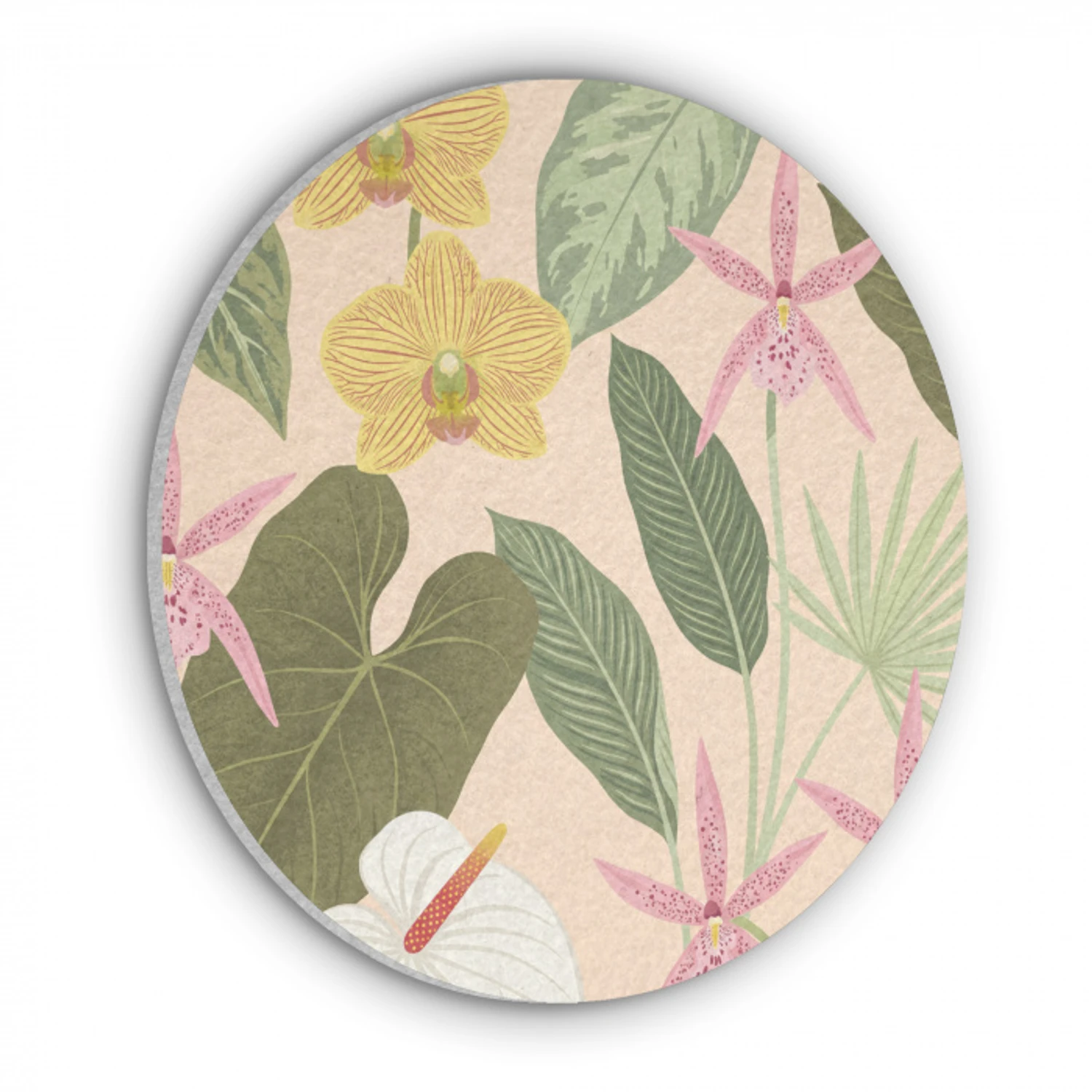 Patroon - Bloemen - Kleurrijk Akoestische PET Vilt - Rond klein -3d