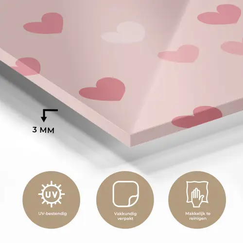 Hartjes - Patroon - Roze - Eenvoudig plexiglas 5mm klein -sfeer2