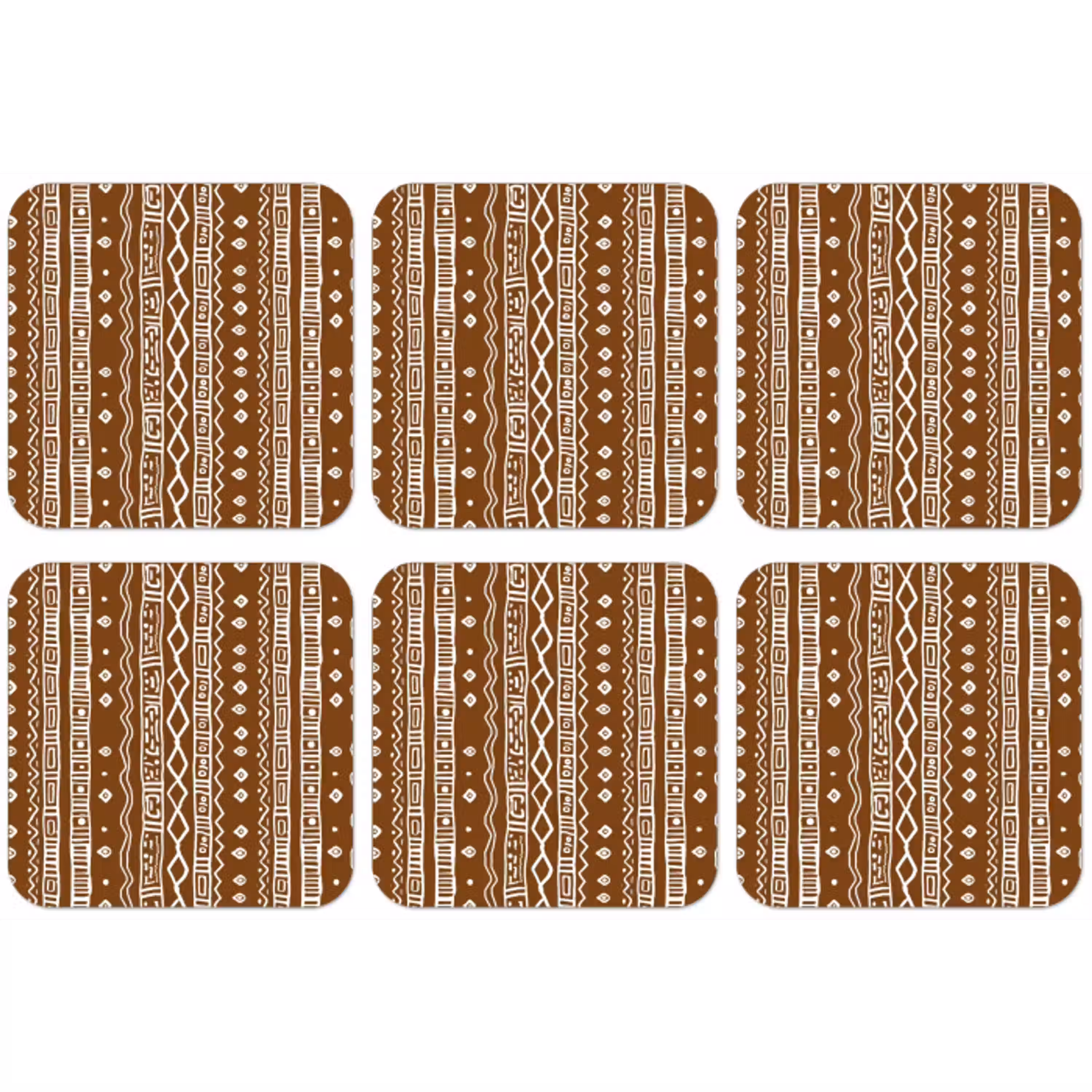 Chocoladebruin - Etnisch - Tribaal - Patroon onderzetter kurk middel 366 -zkaufland3dotto