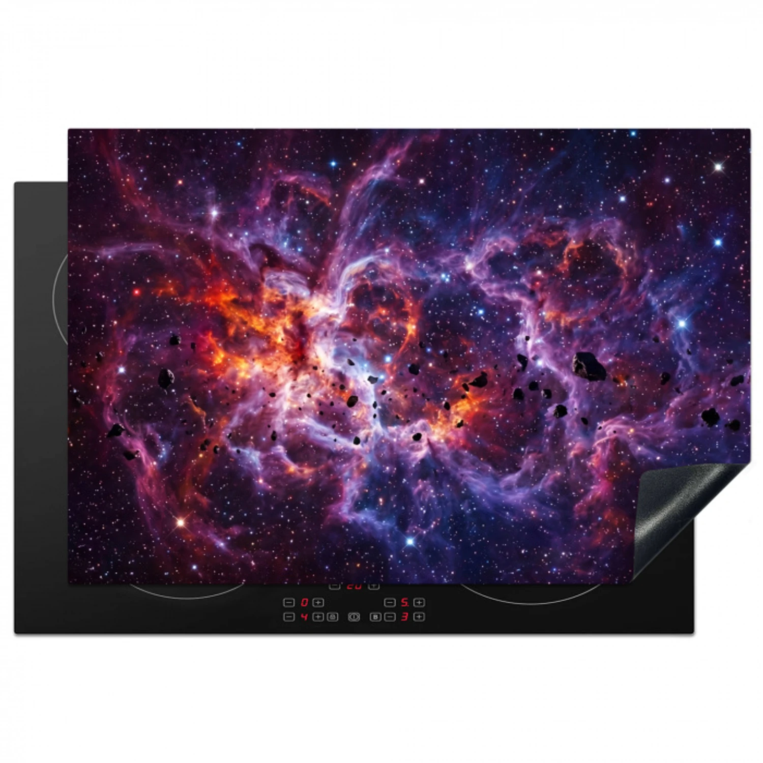 Space - Stars - Abstract - Colorful Inductie beschermer vinyl 3mm klein -3d