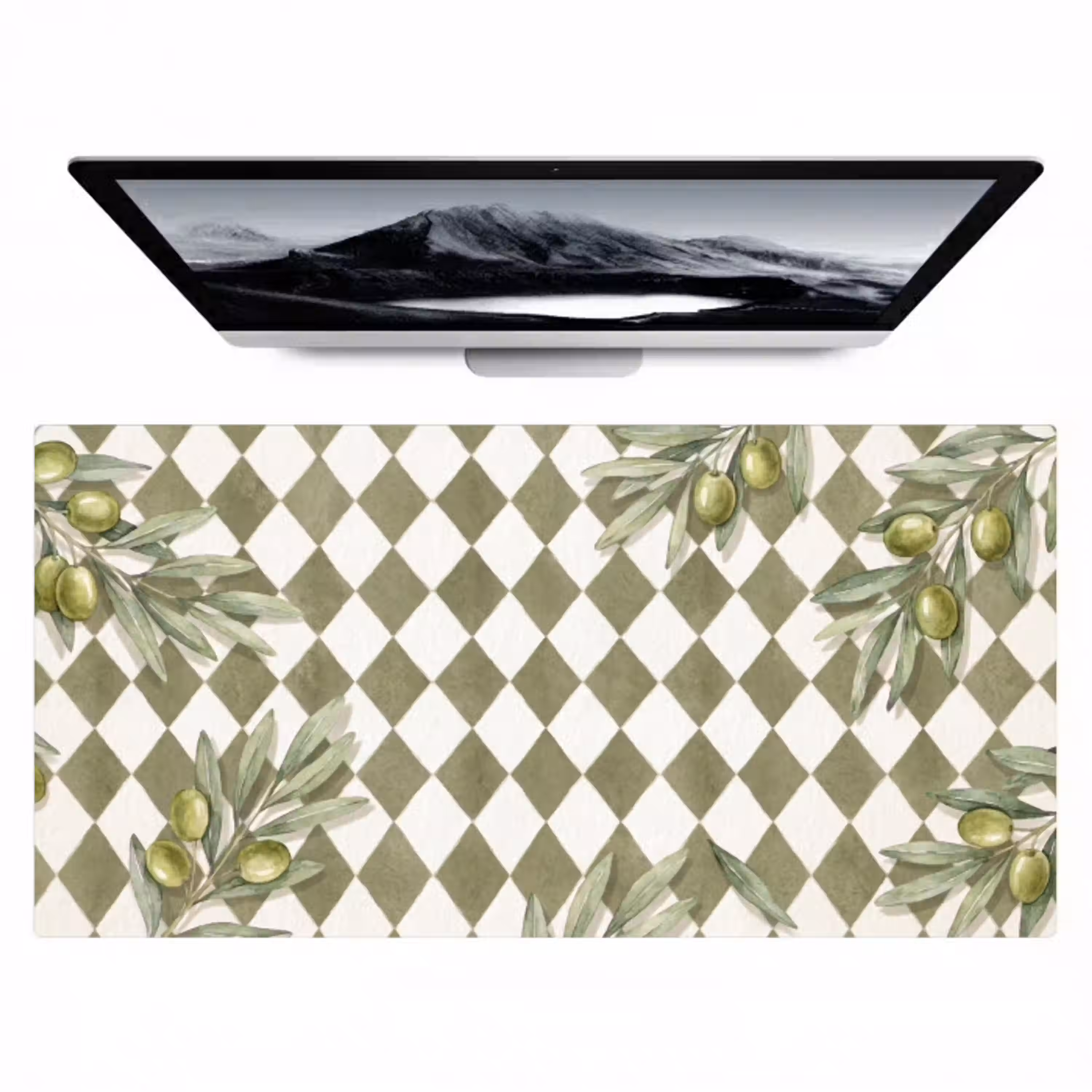Plant - Olijftakken - Waterverf - Mediterraan - Groen Muismat XXL klein -zzz3d
