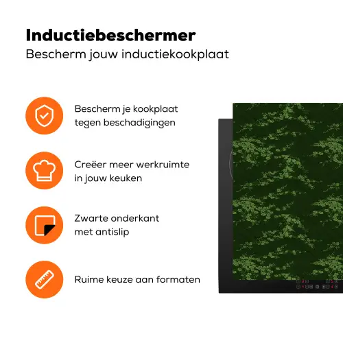 Sierlijk - Bloemen - Groen Inductie beschermer vinyl 3mm klein 276 -zzzzzzz-td-ups