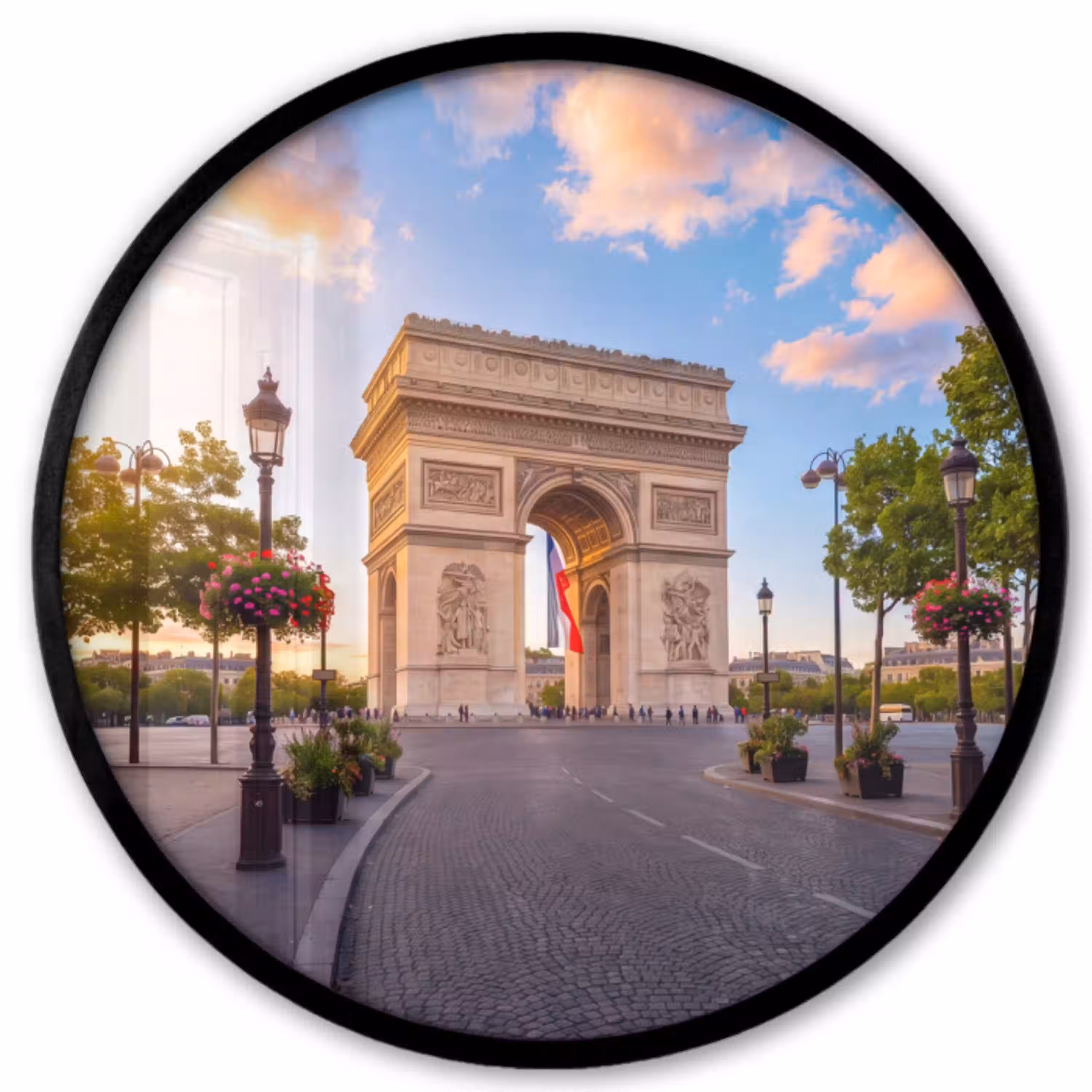 Monument - Parijs - Zonsondergang - Architectuur - Goud Fotolijst rond zonder passe partout klein -3d
