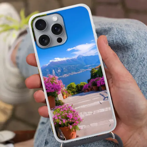 Lake Como - Italië - Landschap Hoesje iPhone 16 Pro Max met koord klein -sfeer3