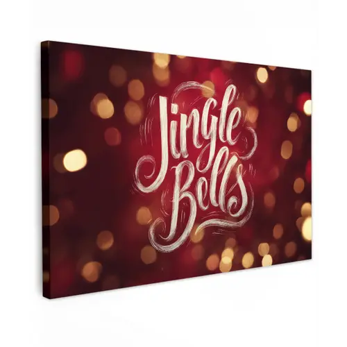 Jingle - Bells - Kerst - Rood canvas 2cm klein -z3d