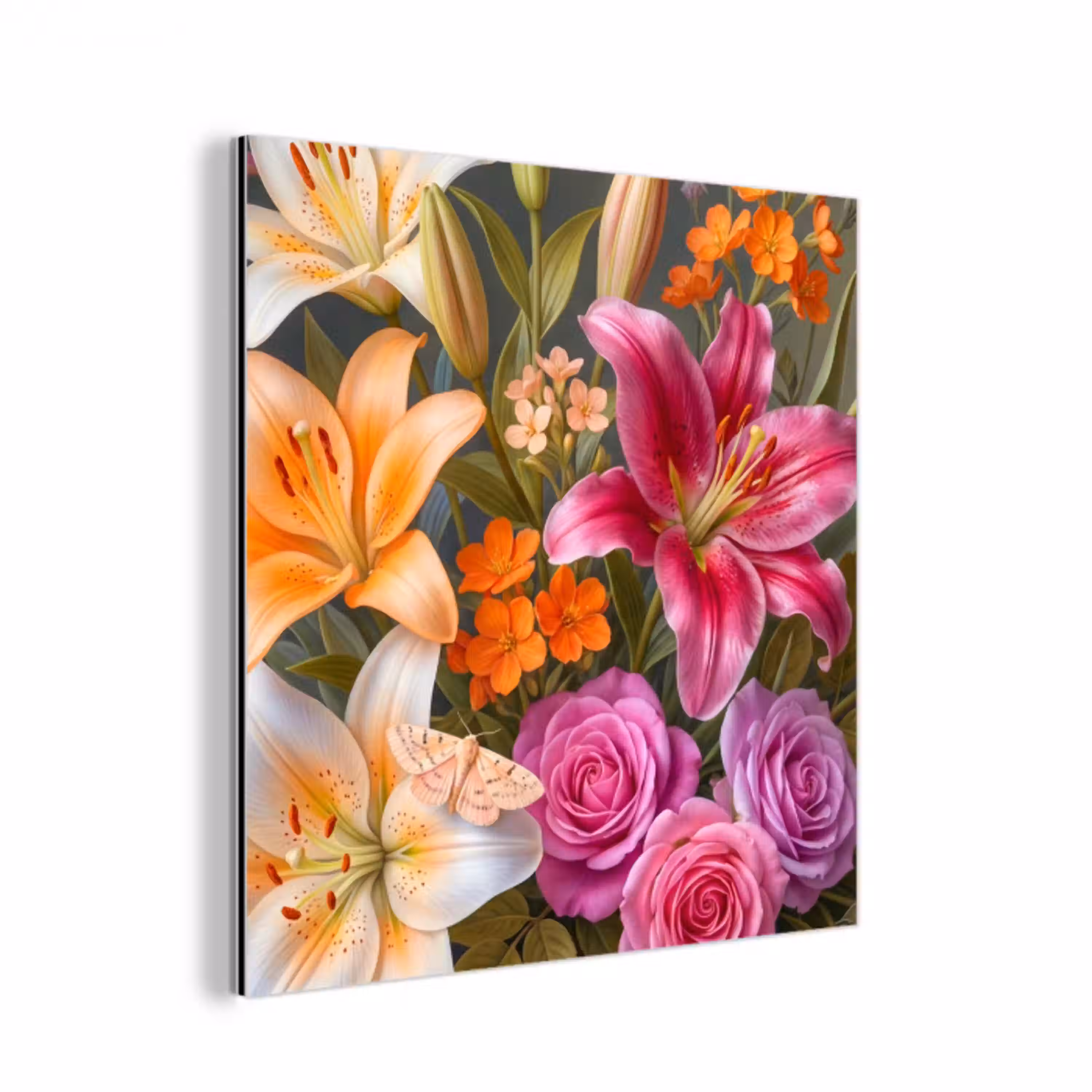Bloemen - Boeket - Natuur - Kleurrijk - Modern aluminium wit klein -3d