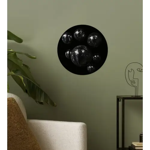 Discoballen - Minimalistisch - Zwart Wandcirkel behangsticker klein -sfeer2