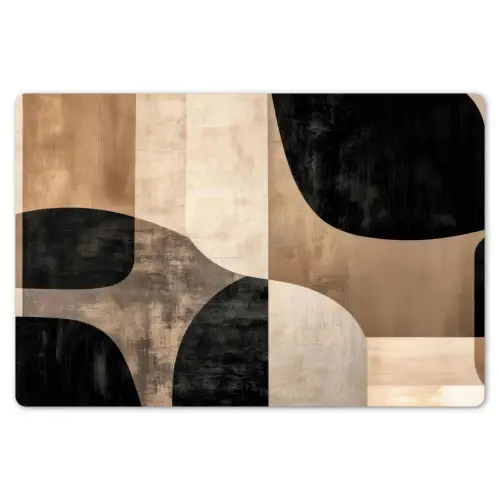 Abstract - Vlakken - Zwart - Rond Placemat vinyl groot -zzsfeer1_Kitchenyeah-website