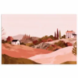 Heuvellandschap - Grafisch - Terracotta poster papier klein -3d
