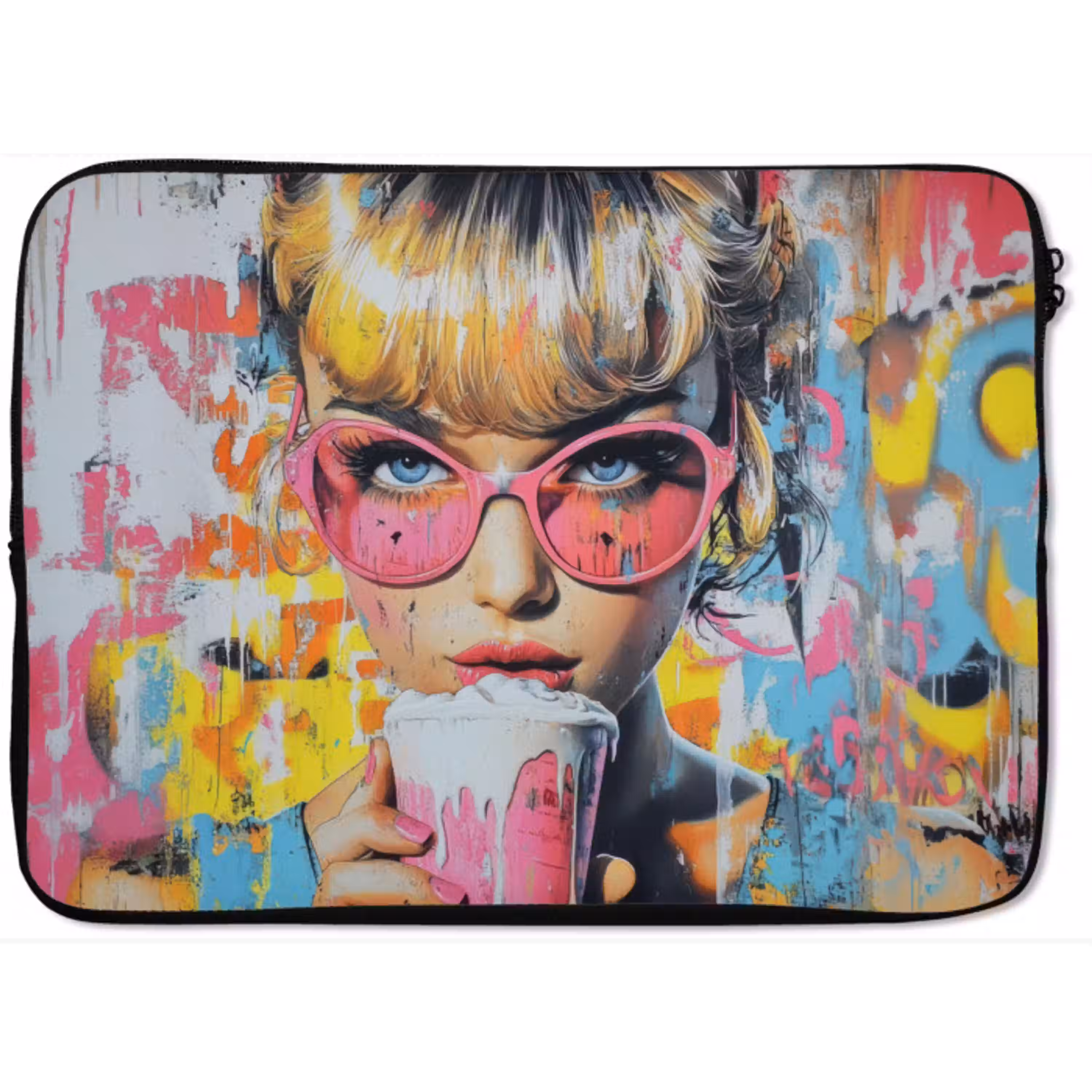 Expressief - Milkshake - Vrouw - Felle kleuren laptophoes neopreen klein -zkaufland3dotto