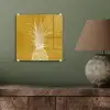 Lijnillustratie - Ananas - Bladkroon - Okergeel plexiglas 5mm klein -sfeer3