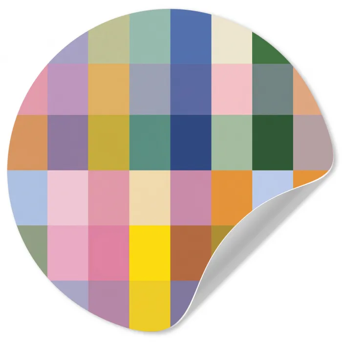 Blokken - Vierkant - Patroon - Gekleurd Wandcirkel behangsticker klein -3d