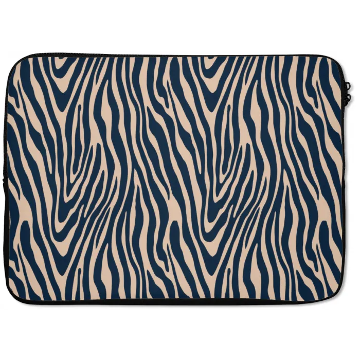 Zebra - Patroon - Blauw - Beige laptophoes neopreen klein 279 -zkaufland3dotto