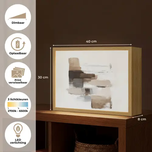 Penseelstreken - Balans - Beige - Bruin Light Box met batterij (Wandlamp) middel -USP_websiteoverzichtNL