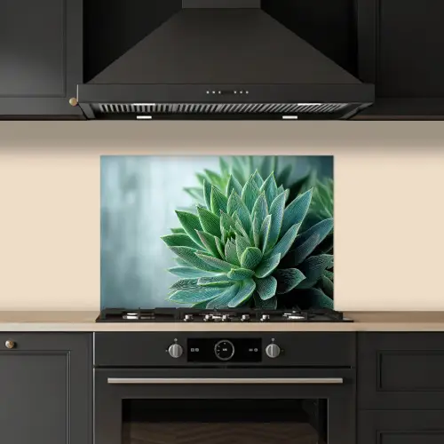 Vetplant - Bladeren - Groen - Wazig keuken achterwand spatscherm klein -sfeer1