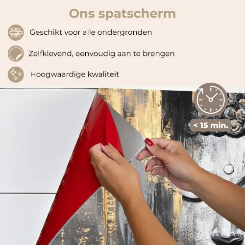 Boedhha - Penseelstreken - Goud - Abstract keuken achterwand spatscherm klein -spatscherm_NL